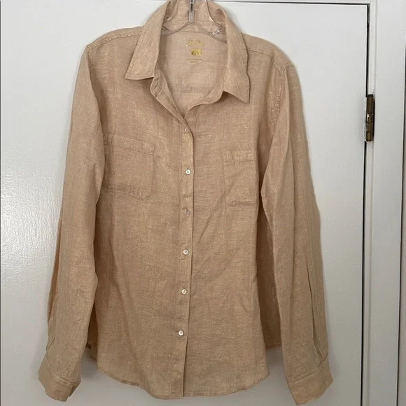 Lilly Pulitzer Sea View Metallic Button Down 
Gold Foiled Sandbar X Resort White - Picture 2 of 9